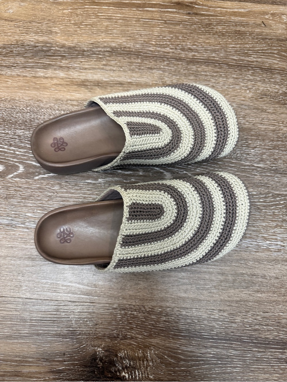 The Sak Bolinas Crochet Clogs in Mushroom Stripe - Picture 3 of 5